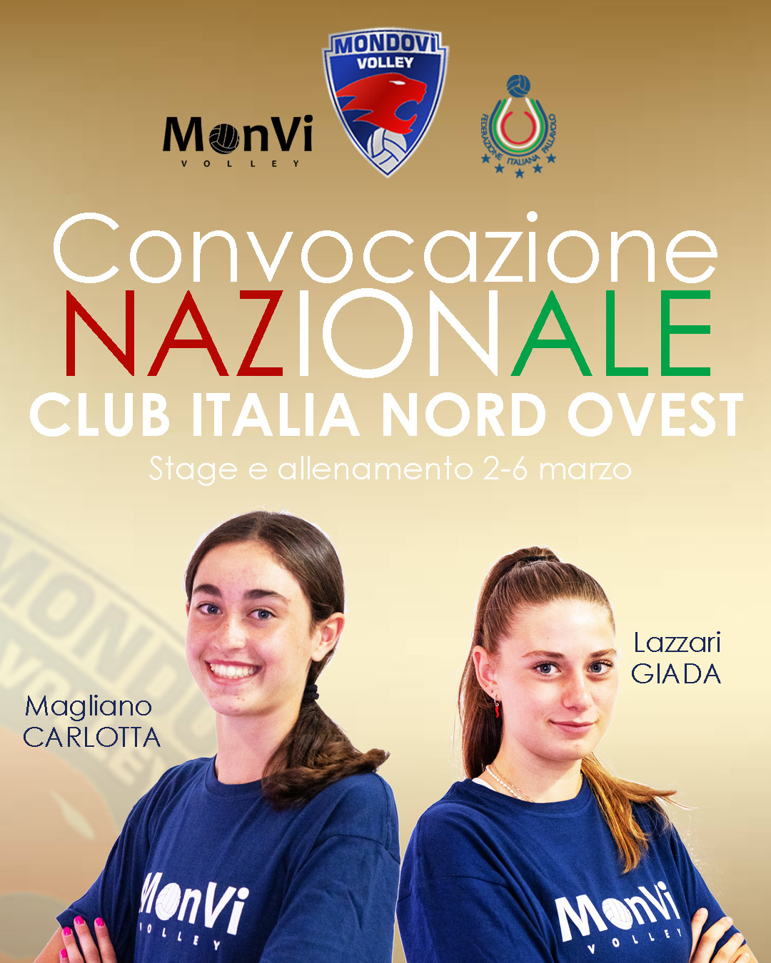 PROVINCIA GRANDA - MonVi: Magliano e Lazzari convocate al Club Italia Nord-Ovest