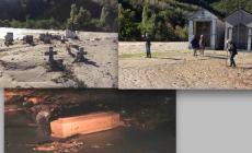 Garessio, l'alluvione non risparmia nemmeno i cimiteri: a Trappa il Tanaro strappa dalla terra anche le bare