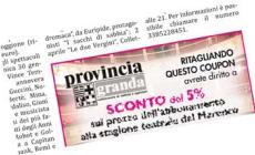 Ceva: stagione del "Marenco" con gli sconti offerti da "Provincia granda". Su abbonamenti per tutta la stagione e sul biglietto singolo