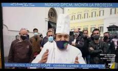 Il pasticcere Bessone (Vicoforte) protesta a Roma su LA7 ("L'aria che tira"): «Diteci chi può lavorare e chi no»