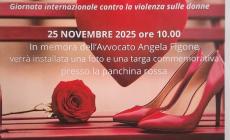 San Michele: sopra la panchina rossa una foto ricorder&agrave; Angela Figone