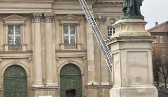 Vigili del fuoco sulla cupola del Santuario di Vicoforte per un’esercitazione