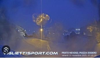 Prima neve a Prato Nevoso immortalata dalla webcam di Viglietti Sport