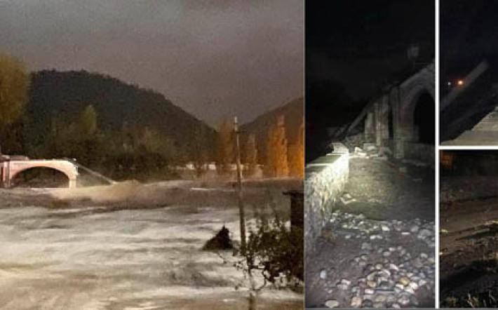 MONREGALESE, CEBANO E LANGA ANCORA FERITE DALLA FURIA DELL'ACQUA. Le precipitazione della notte hanno causato il crollo dei ponti storici a Bagnasco e a Pamparato - A Clavesana suona la sirena dell'al