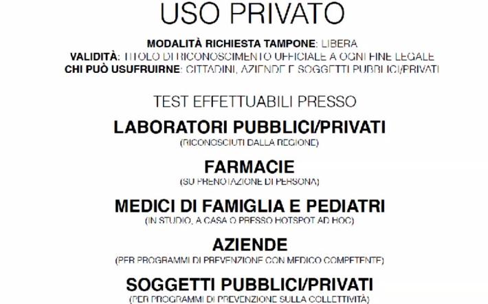 Covid: al via i tamponi rapidi in Piemonte - Gratuiti per gli uffici pubblici, rsa, ospedali e tra i 30 ed i 40 euro per i privati - In farmacia si acquistano e prenotano solo, poi l'infermiere si rec