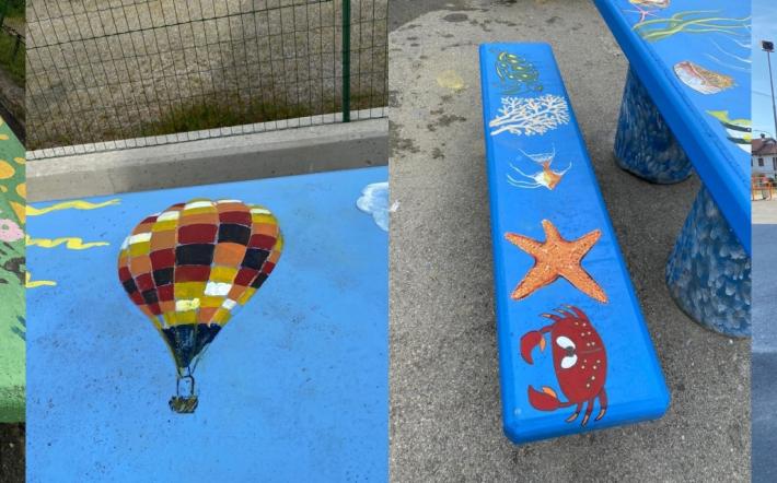 Una nota di colore a Piozzo: i quattro elementi naturali sui tavoli e sulle panche di San Grato