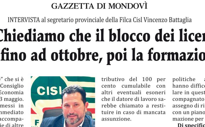 Lavoro, «Chiediamo che il blocco dei licenziamenti duri fino ad ottobre, poi la formazione»