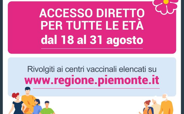 In Piemonte da oggi fino al 31 agosto accesso diretto per tutti agli hub vaccinali