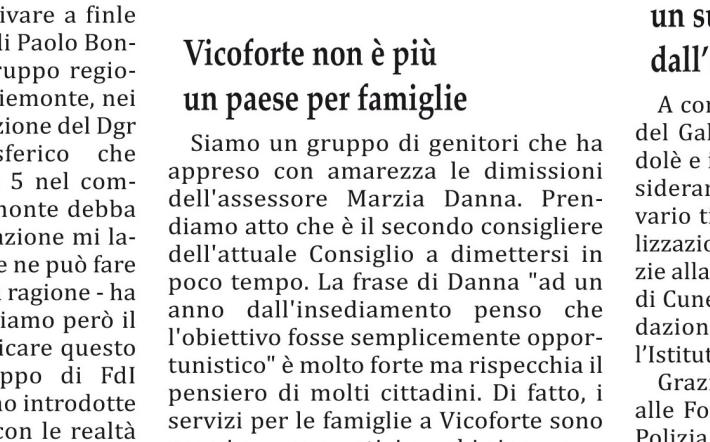 A Vicoforte un gruppo di mamme scrive una lettera molto dura: «Questo paese non è più a misura di famiglie». 