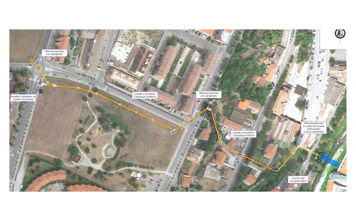 Mondovì: ecco il futuro lavoro da oltre 2 milioni di euro del Comune. Scaricatore delle acque nel quartiere Altipiano. Da corso Alpi a Breo, con la cascata nell'Ellero.