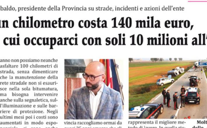 «Asfaltare un km costa 140 mila euro, abbiamo 10 milioni all’anno e 3.300 km di cui occuparci. Ecco che cosa farò»