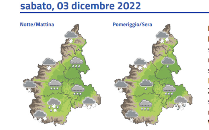 Meteo: l’Arpa prevede neve per sabato nelle nostre zone