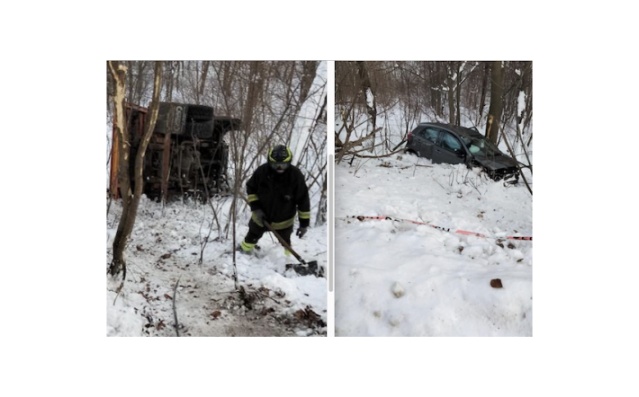 Incidente stradale a Frabosa Sottana, le immagini: camion spargisale e auto nella ripa