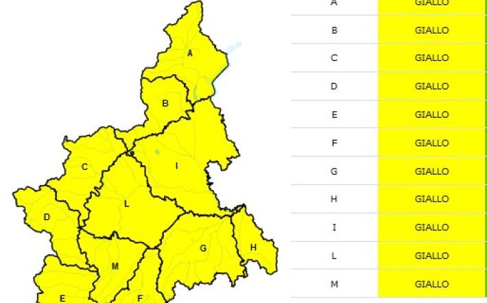 Maltempo: allerta gialla su tutto il Piemonte 