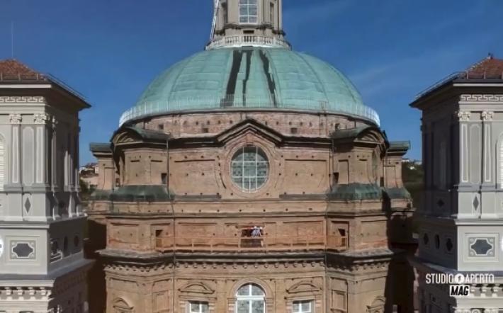 La salita sulla cupola della Basilica di Vicoforte a Studio Aperto Mag