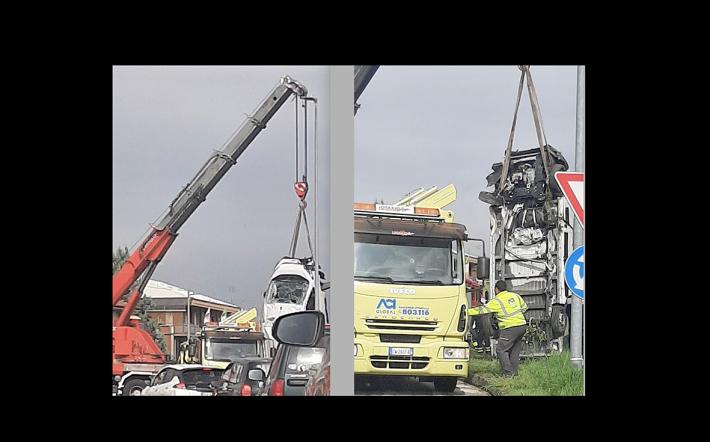 Mondovì: il recupero del furgone finito nella scarpata