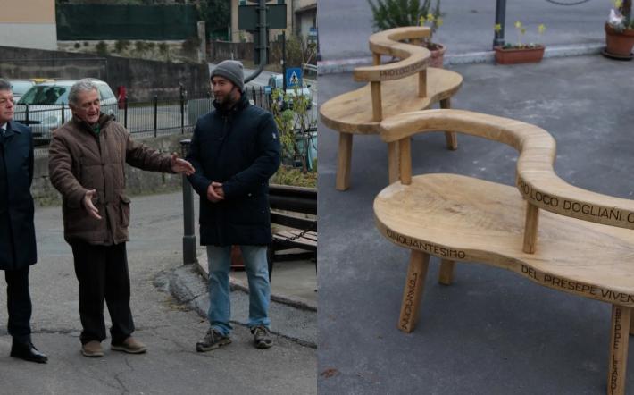 Due nuove panchine degli innamorati a Dogliani. Le ha regalate alla comunità la Pro Loco Castello in occasione dei cinquant’anni dello storico Presepe vivente che sarà messo in scena nelle serate del 