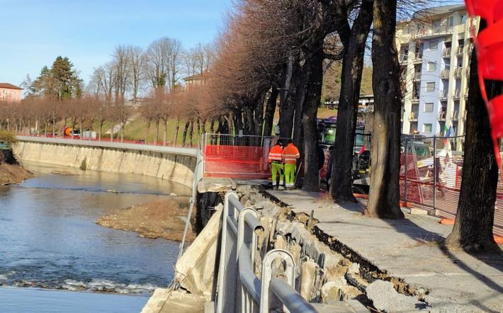 Cedimento del marciapiede lungo Cevetta: verifiche in corso
